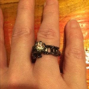 Skeleton King Moissanite / Sapphire Black Ring